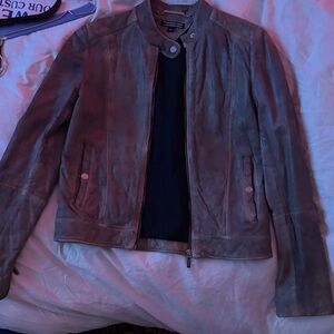 Tommy Hilfiger Stylish grey  Leather Jacket
